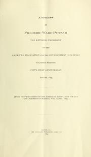 Cover of: A problem in American anthropology. by F. W. Putnam