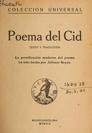 Cover of: Poema del Cid by Reyes, Alfonso