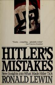 Cover of: Hitler's mistakes by Ronald Lewin