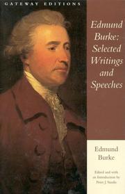 Cover of: Selected writings and speeches by Edmund Burke