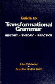 Cover of: Guide to transformational grammar by John Grinder