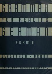 Cover of: Grammar for reading German, form B