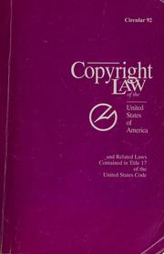 Cover of: Copyright law of the United States of America: and related laws contained in Title 17 of the United States Code