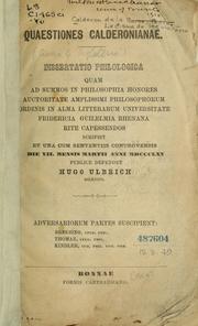 Cover of: Quaestiones calderonianae by Hugo Ulbrich