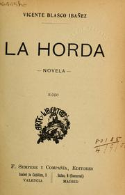 Cover of: La Horda by Vicente Blasco Ibáñez