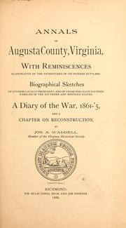 Cover of: Annals of Augusta County, Virginia by Joseph Addison Waddell