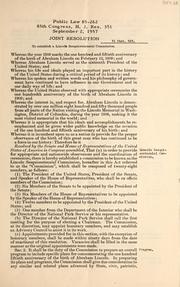Joint resolution to establish a Lincoln Sesquicentennial Commission by United States. Congress. House