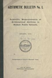 Cover of: Scientific measurements of arithmetical abilities in Boston public schools. January, 1914 by Rose A. Carrigan