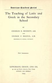 Cover of: The teaching of Latin and Greek in the secondary school