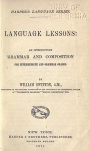 Cover of: Language lessons: an introductory grammar and composition for intermediate and grammar grades