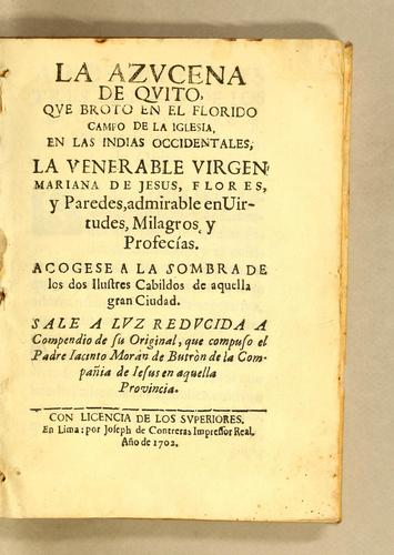 La azucena de Quito (1702 edition) | Open Library