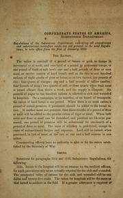 Cover of: Regulations of the Subsistence Department embracing all amendments and substitutions heretofore made by Confederate States of America. War Dept.