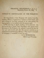 Cover of: Notice to depositaries of the Treasury.