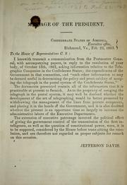Cover of: Report of the Postmaster General in answer to the resolution of the House of Representatives of October 13, 1862