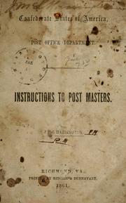 Cover of: Instructions to post masters. by Confederate States of America. Post-Office Dept.