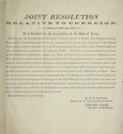 Cover of: Joint resolution relative to coercion