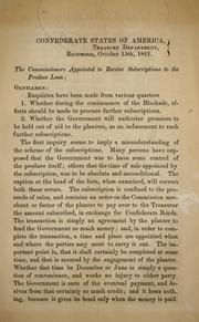 Cover of: [Letter to] the Commissioners appointed to receive subscriptions to the Produce loan.
