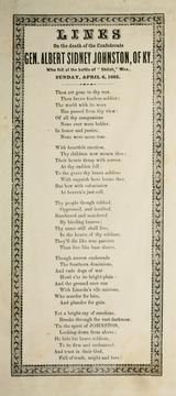 Cover of: Lines on the death of the Confederate Gen. Albert Sidney Johnston, of Ky by 