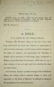 Cover of: A bill to be entitled An act relating to Kansas