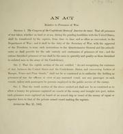 Cover of: An act relative to prisoners of war