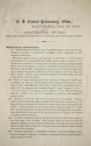 Cover of: Additional rules for the laboratories of C. S. Arsenals and ordnance depots