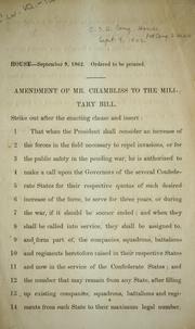 Cover of: Amendment of Mr. Chambliss to the military bill