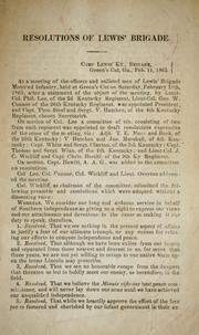 Resolutions of Lewis' Brigade by Kentucky Infantry. Lewis' Brigade, 1862?-1865