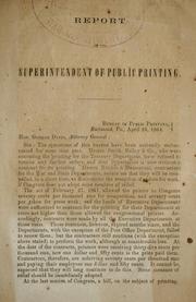 Cover of: Report of the superintendent of public printing