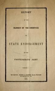 Cover of: Report of the majority by Georgia. General Assembly. Committee on State Endorsement of the Confederate Debt