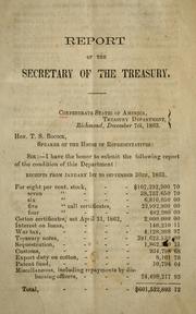 Cover of: Report of the Secretary of the Treasury by Confederate States of America. Dept. of the Treasury