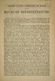 Report of the Committee on rules of the House of Representatives by Confederate States of America. Congress. House. Committee on rules.