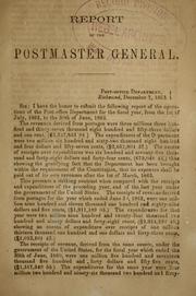 Cover of: Report of the postmaster general, Post-Office Department, Richmond, December 7, 1863 ...