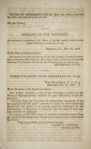 Cover of: Report of the agent of exchange, Richmond, Va., Nov. 18, 1864. by Confederate States of America. Bureau of Exchange.