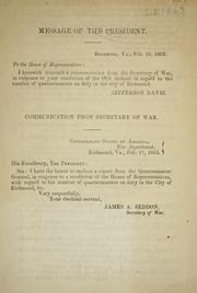 Cover of: Report of quartermaster general [with regard to the number of quartermasters on duty in the city of Richmond]. by Abraham C. Myers