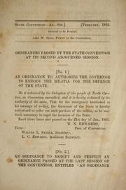 Cover of: Ordinances passed by the State Convention at its second adjourned session
