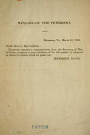 Cover of: Message of the president ... by Confederate States of America. President