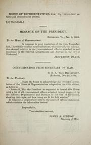 Cover of: Message of the President ... by Confederate States of America. President
