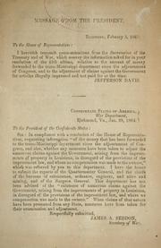 Cover of: [Communications from the secretaries of the Treasury and of war relative to the amount of money forwarded to the Trans-Mississippi department since the adjournment of Congress and to the adjustment of claims for articles illegally impressed and not paid for at the time] by Confederate States of America. Dept. of the Treasury