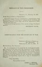 Cover of: Communication from the Secretary of War: [enclosing estimate for the incidental and contingent expenses of the army, and of the Department of War, until the 30th June next.]