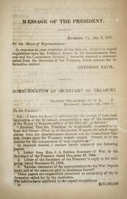 Cover of: Communication of secretary of Treasury by Confederate States of America. Dept. of the Treasury