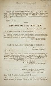 Cover of: Communication of Secretary of Treasury...February 8th, 1865, [transmitting estimate for an additional appropriation required by the Navy Department
