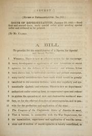 Cover of: A bill to provide for the establishment of a Bureau for Special and Secret Service.
