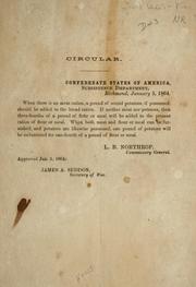 Cover of: Circular: Confederate States of America, Subsistence Department, Richmond, January 5, 1864