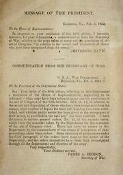 Cover of: Communications from the secretary of war, [relative to the steps taken to carry out the provisions of the act of Congress in relation to the arrest and disposition of slaves who have been recaptured from the enemy] by Confederate States of America. War Dept.