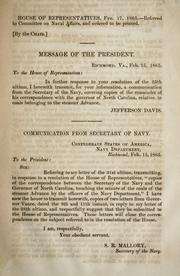 Cover of: Communication from Secretary of Navy ... Feb. 15, 1865.