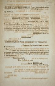 Cover of: [Communication from secretary of navy submitting an estimate for fifty thousand dollars, to pay for the barge "Enterprize" ... Jan. 27, 1865 by Confederate States of America. Navy.