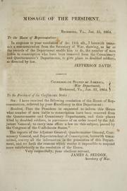 Cover of: [Communications from the secretary of war relative to the number of men liable to conscription removed from the commissary and headquarter's departments to give place to disabled soldiers] by Confederate States of America. War Dept.