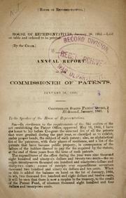 Cover of: Annual report of the commissioner of patents, January 26, 1865 ...