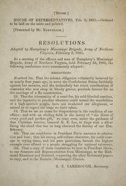 Cover of: Resolutions adopted by Humphrey's Mississippi Brigade, Army of Northern Virginia, February 3, 1865 by Confederate States of America. Army. Infantry. Humphrey's Mississippi Brigade