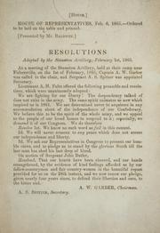 Cover of: Resolutions adopted by the Staunton Artillery: February 1st, 1865